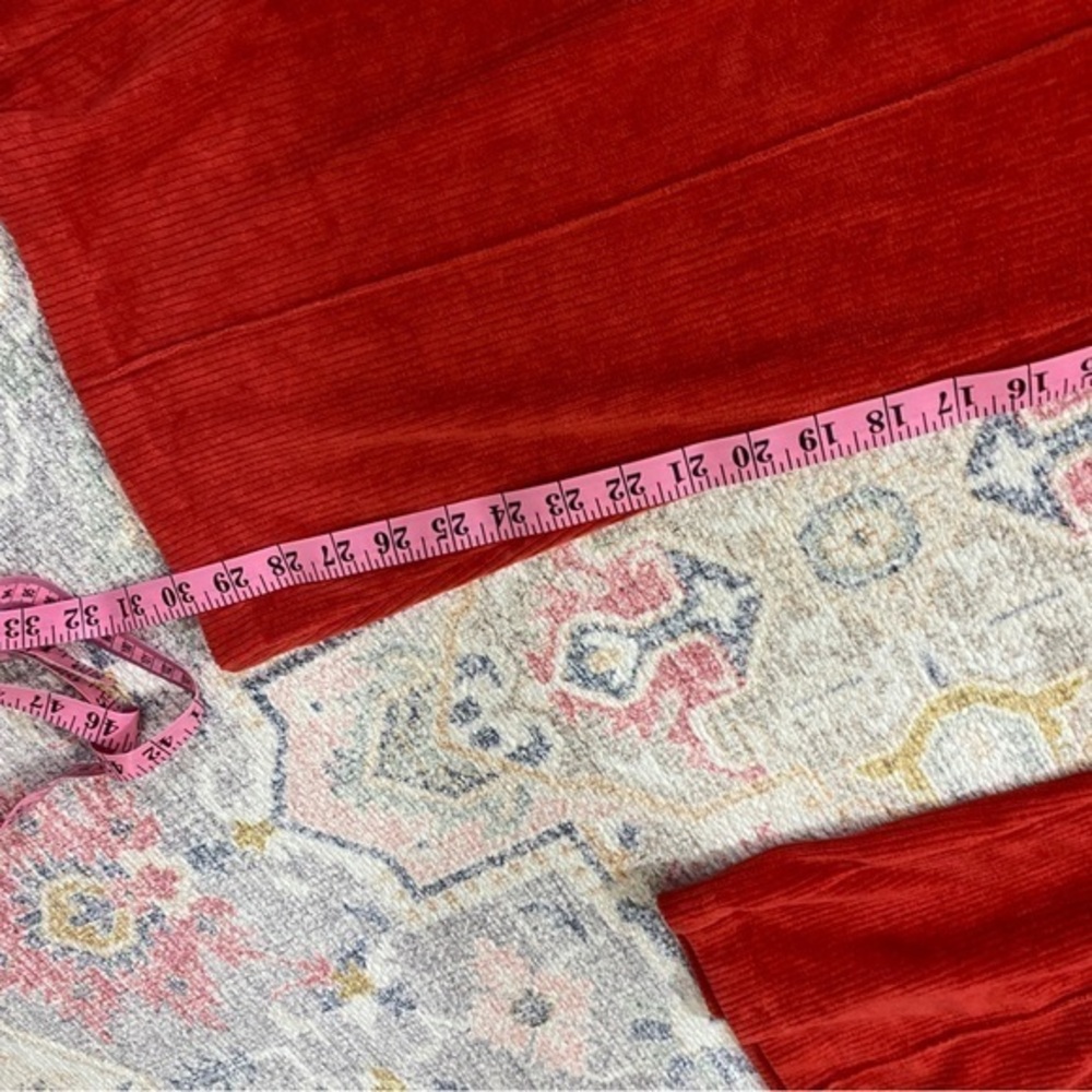 Aerie Small Burnt‎ Orange Red Velour Ribbed Corduroy Flare Pants Pull On - Picture 9 of 9